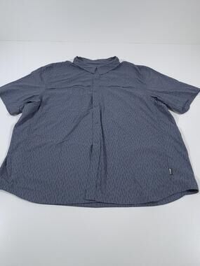 REI Co-op Shirt Mens 2XL Gray Short Sleeve Button Front Stretch Geometric Print